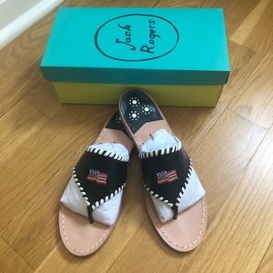 NWT Jack Rogers Stars & Stripes Navy Sandals,9.5M